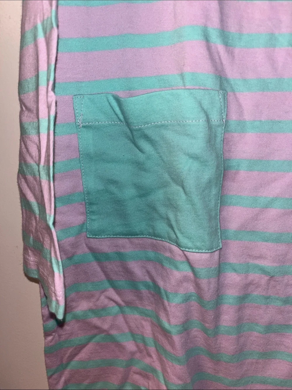 Crewcuts Mint and Lavender Striped Long-Sleeve Pocket Dress